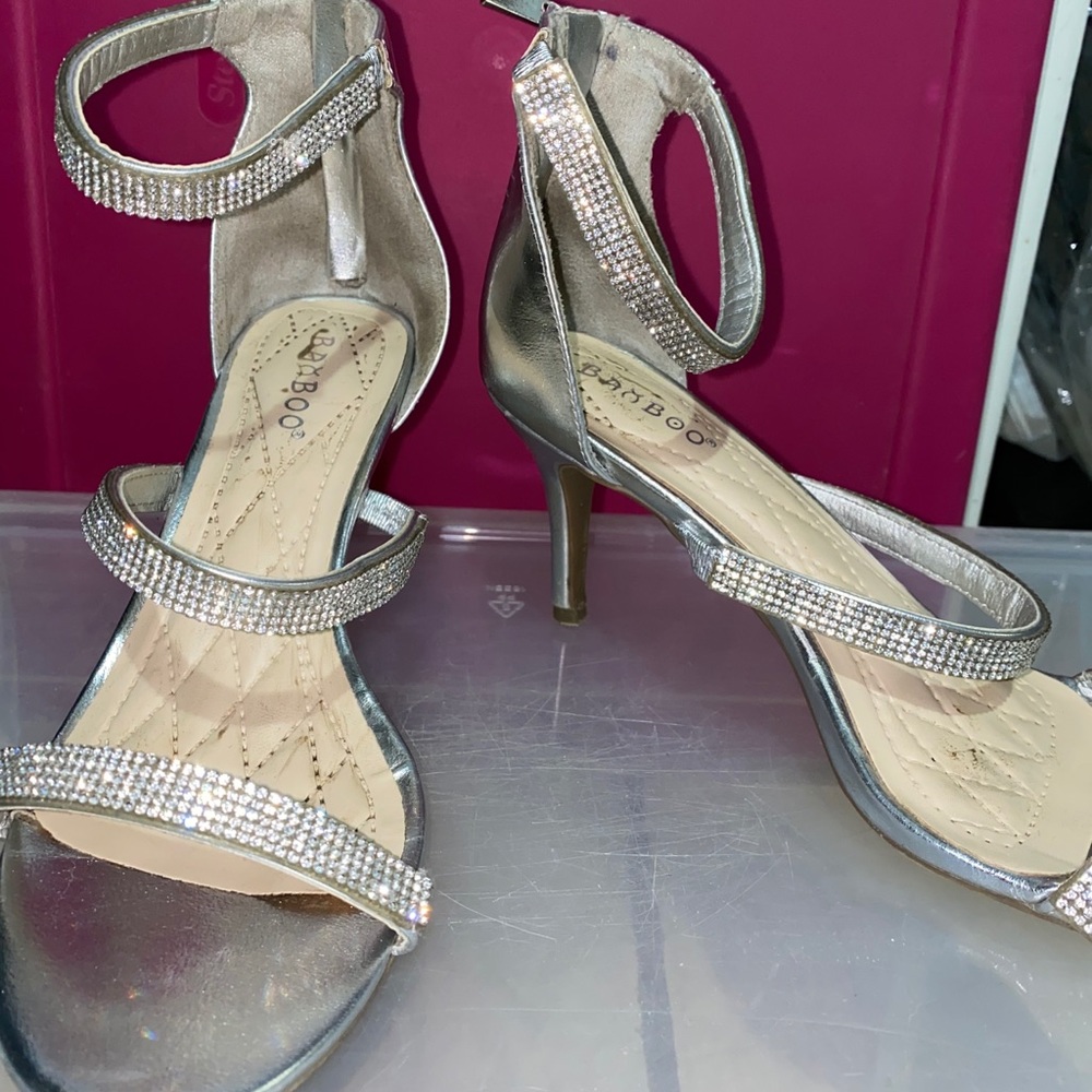 Silver Strappy Heels